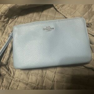 Coach Sky Blue Leather Wristlet